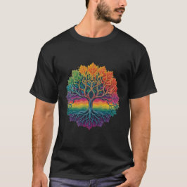 Färgfull trippelregnbåge träd t shirt