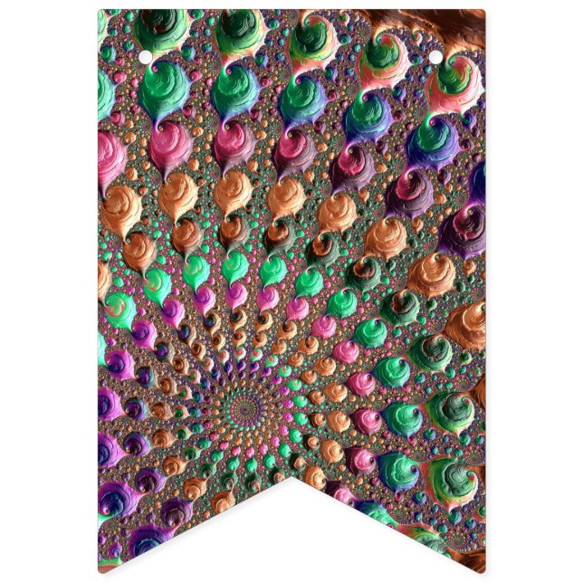 Färgfull Trippy Groovy Vibrant Spiral Fractal Art Vimplar (Första flaggan)