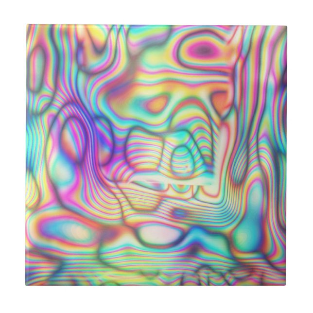 Färgfull Trippy Holo HoloGraph Kakelplatta (Framsidan)