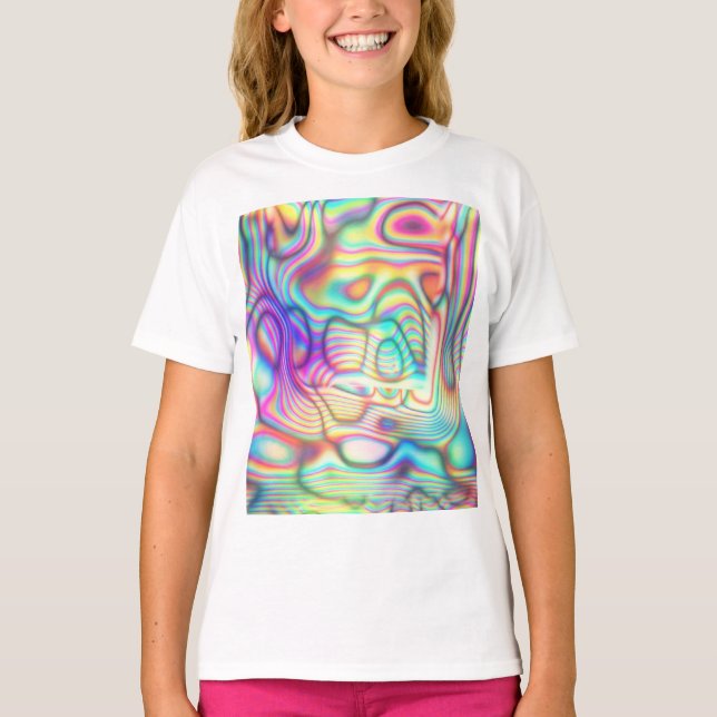Färgfull Trippy Holo HoloGraph T Shirt (Framsida)