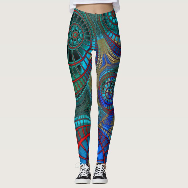 Färgfull Trippy Spiral Leggings (Framsida)