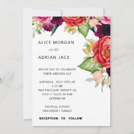 Färgfull Tropical Blommigt Bröllop Inbjudningar
