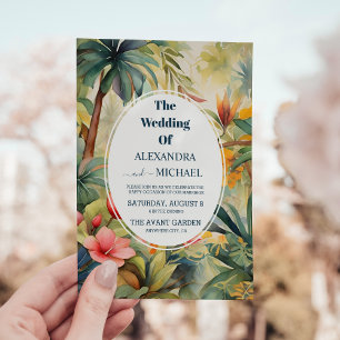 Färgfull Tropical Blommigt Bröllop Inbjudningar