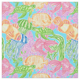 Färgfull Tropical Fish Mönster Fabric Tyg
