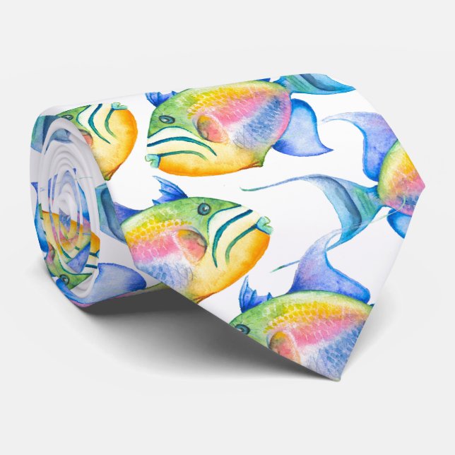 Färgfull Tropical Fish Neck Tie Slips (Rullad)