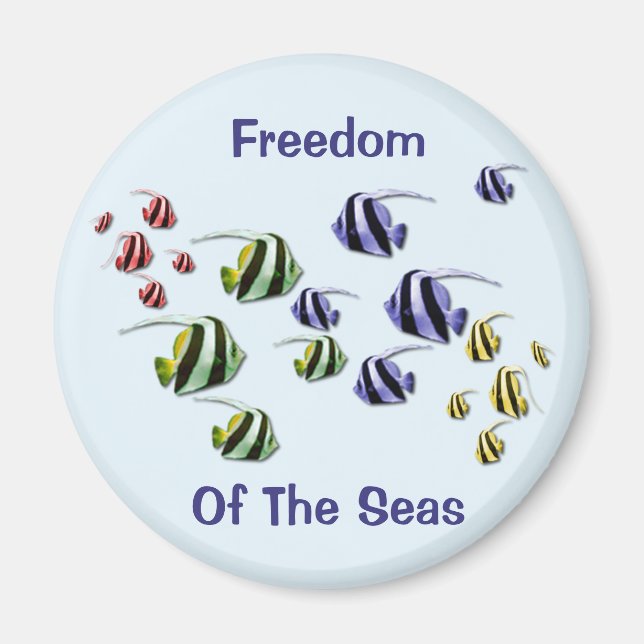 Färgfull Tropical Fish Swimming Free Magnet (Framsidan)