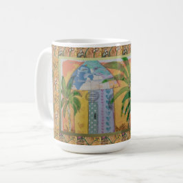 Färgfull Tropical Hut Polkadot Door Kaffemugg