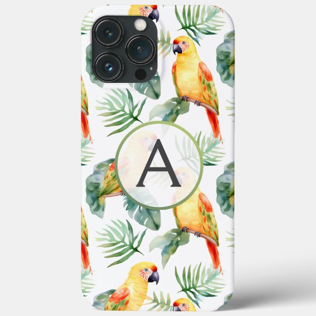 Färgfull Tropical Parrot & Monogram (Baksida)
