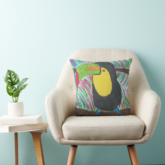 Färgfull Tropical Toucan Dekorativ kudde (Stol)
