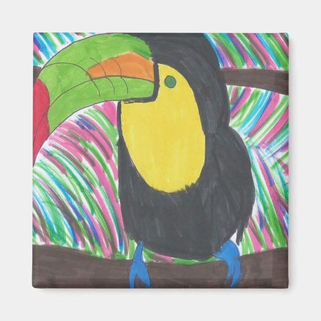 Färgfull Tropical Toucan Magnet (Framsidan)