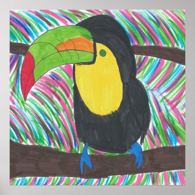 Färgfull Tropical Toucan Poster (Framsidan)