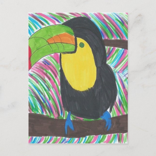Färgfull Tropical Toucan Vykort (Framsida)