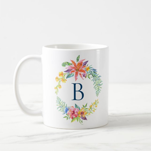 Färgfull tropisk blomma andedräkt kaffemugg (Vänster)