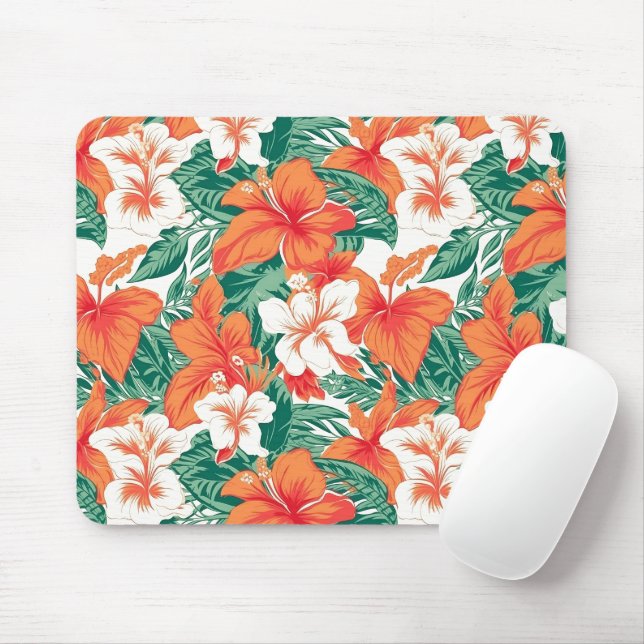 Färgfull tropisk blomma Mönster Hawaiiansk vibe Musmatta (Med mus)