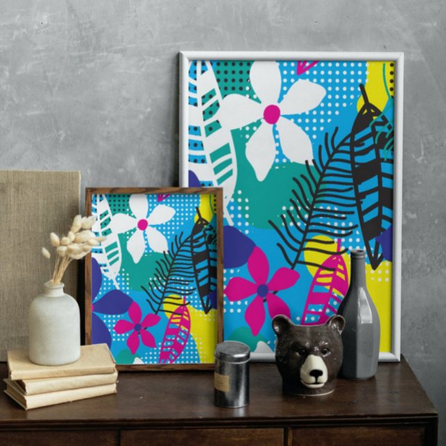 Färgfull tropisk blomma och Löv botaniskt Poster (Skapare uppladdad)