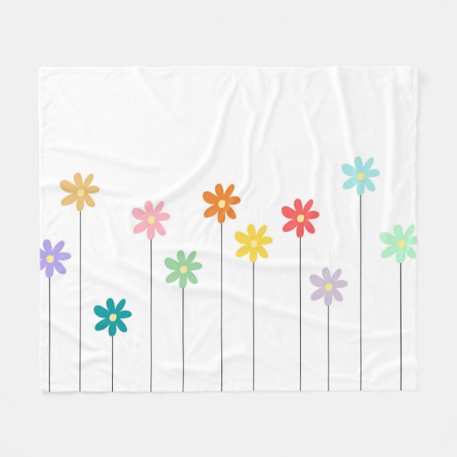 Färgfull tropisk Blommigt Botanical Vår sommar Fleecefilt (Framsidan (Horisontell))