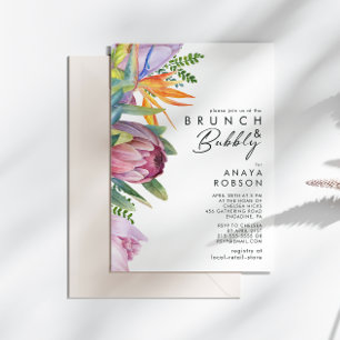 Färgfull tropisk Blommigt Brunch och Bubly Inbjudningar