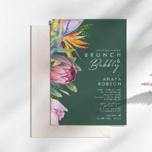 Färgfull tropisk Blommigt Grönt Brunch och Bubly Inbjudningar
