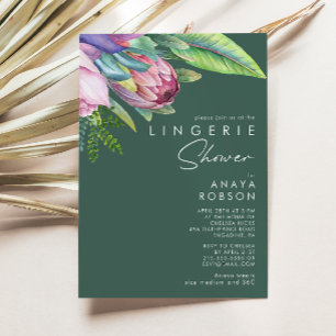 Färgfull tropisk Blommigt Grönt Lingerie Shower Inbjudningar