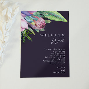 Färgfull tropisk Blommigt Lila Wishing well Tilläggskort