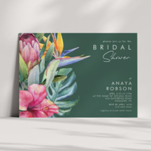 Färgfull tropisk Blommigt   Möhippa av Grönt Inbjudningar