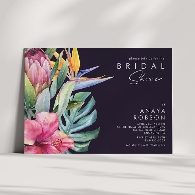 Färgfull tropisk Blommigt | Möhippa för Lila Inbjudningar (Skapare uppladdad)