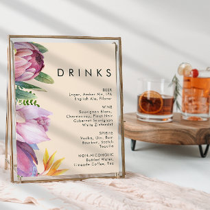 Färgfull tropisk Blommigt   Peach Bröllop Drinks Poster