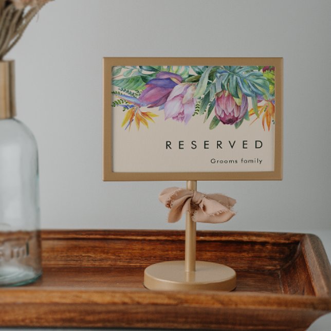 Färgfull tropisk Blommigt | Peach Reserved Sign (Skapare uppladdad)