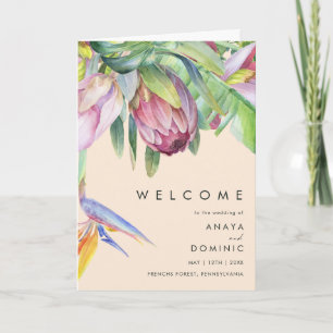 Färgfull tropisk Blommigt Persikofärgad Bröllop Program