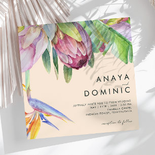 Färgfull tropisk Blommigt Persikofärgad kvadrat Inbjudningar