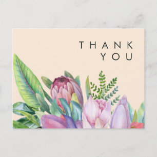 Färgfull tropisk Blommigt   Persikor bröllop Tack Vykort