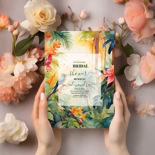 Färgfull tropisk Blommigt Persikor Möhippa Inbjudningar
