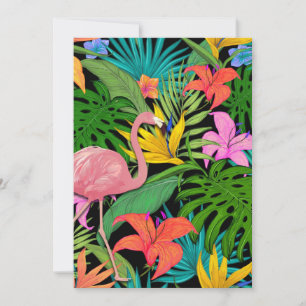 Färgfull tropisk design flamingo och handflatan lö julkort