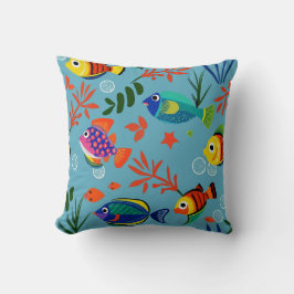 Färgfull tropisk fisk under vatten Mönster Kudde