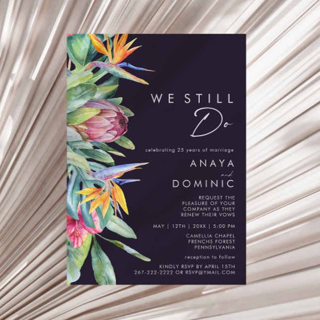 Färgfull tropisk Lila Vi förnyar fortfarande Inbjudningar (Skapare uppladdad)