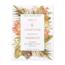 Färgfull tropisk olja Bröllop spara datum