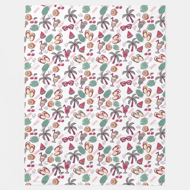 Färgfull tropisk strandsemester, temat mönster fleecefilt (Framsidan)