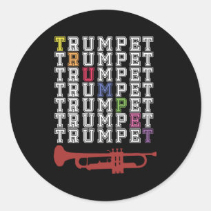 Färgfull trumpet runt klistermärke