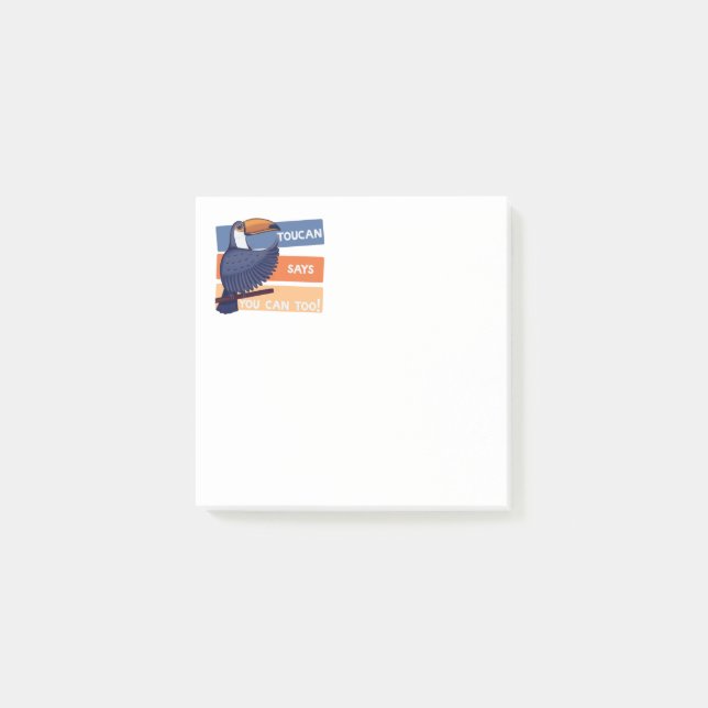Färgfull Tukan Fågel med Positivt Meddelande Post-it Block (Framsida)