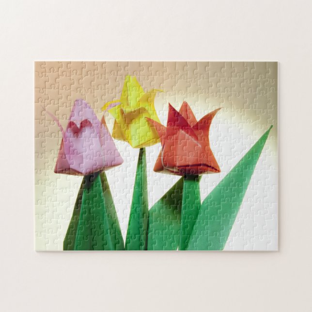 Färgfull tulip Origami Flowers Puzzle Pussel (Horisontell)