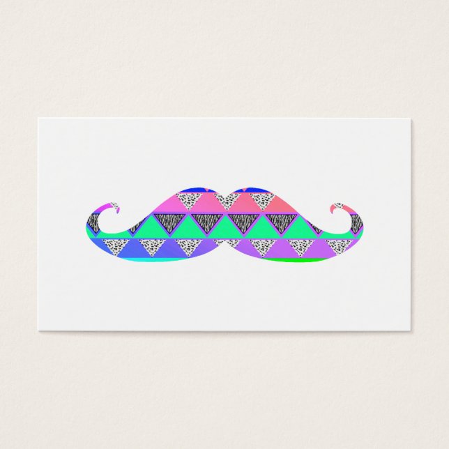 Färgfull turkos Aztec Mönster Mustache Visitkort (Framsidan)