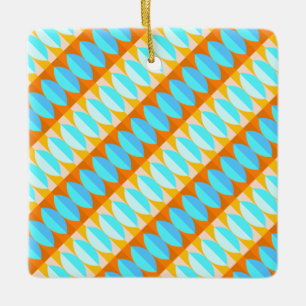 Färgfull turkos Blue Orange Gult Mönster Julgransprydnad Keramik