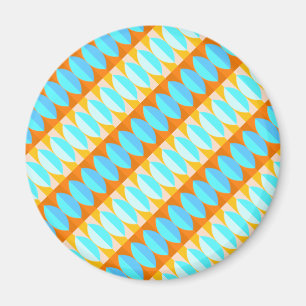 Färgfull turkos Blue Orange Gult Mönster Magnet