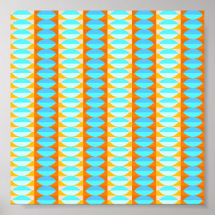 Färgfull turkos Blue Orange Gult Mönster Poster