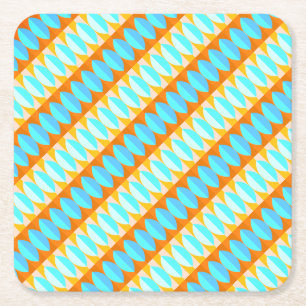 Färgfull turkos Blue Orange Gult Mönster Underlägg Papper Kvadrat