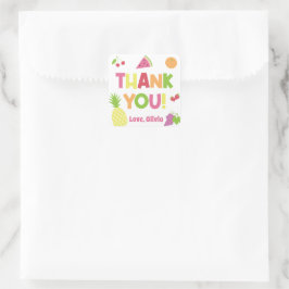 Färgfull Tutti Frutti Photo Birthday Tack Fyrkantigt Klistermärke