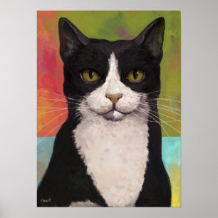 Färgfull Tuxedo-katt Poster
