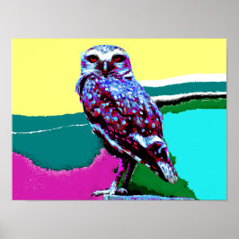 Färgfull Uggla på en post-Posterization Poster