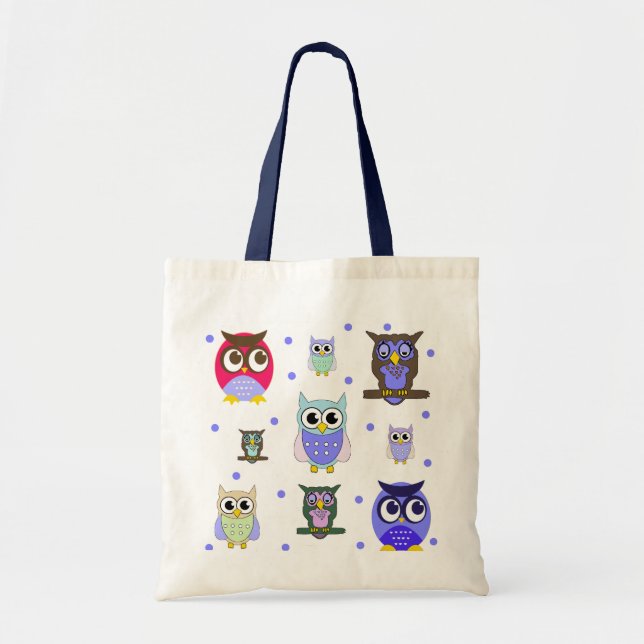 Färgfull Uggla Tote Bag Tygkasse (Framsidan)