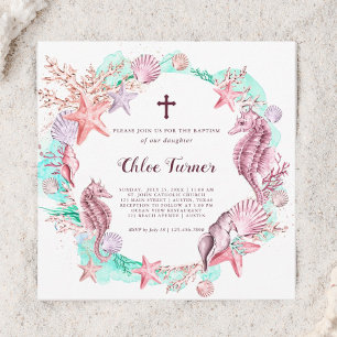 Färgfull under havets baptism inbjudningar